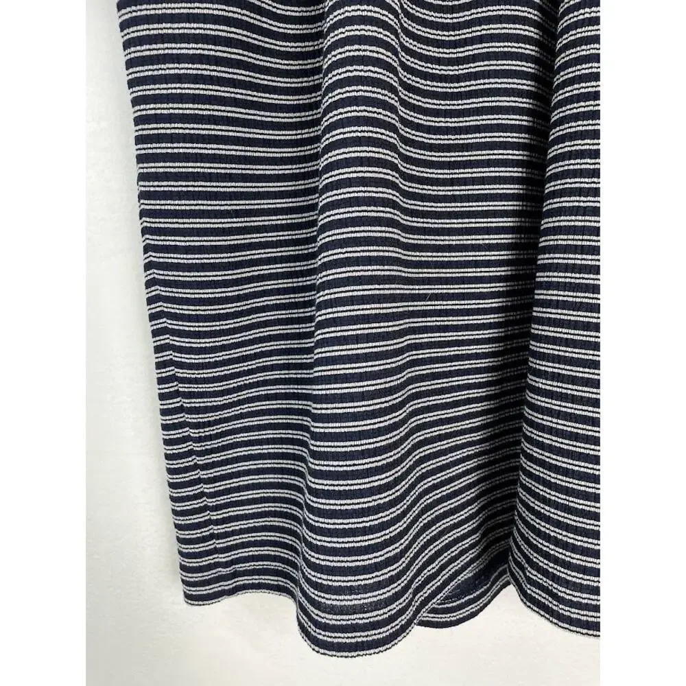 Madewell Top Womens Peasant Ruffle Blouse Short Puff Sleeve Striped Scoop Neck